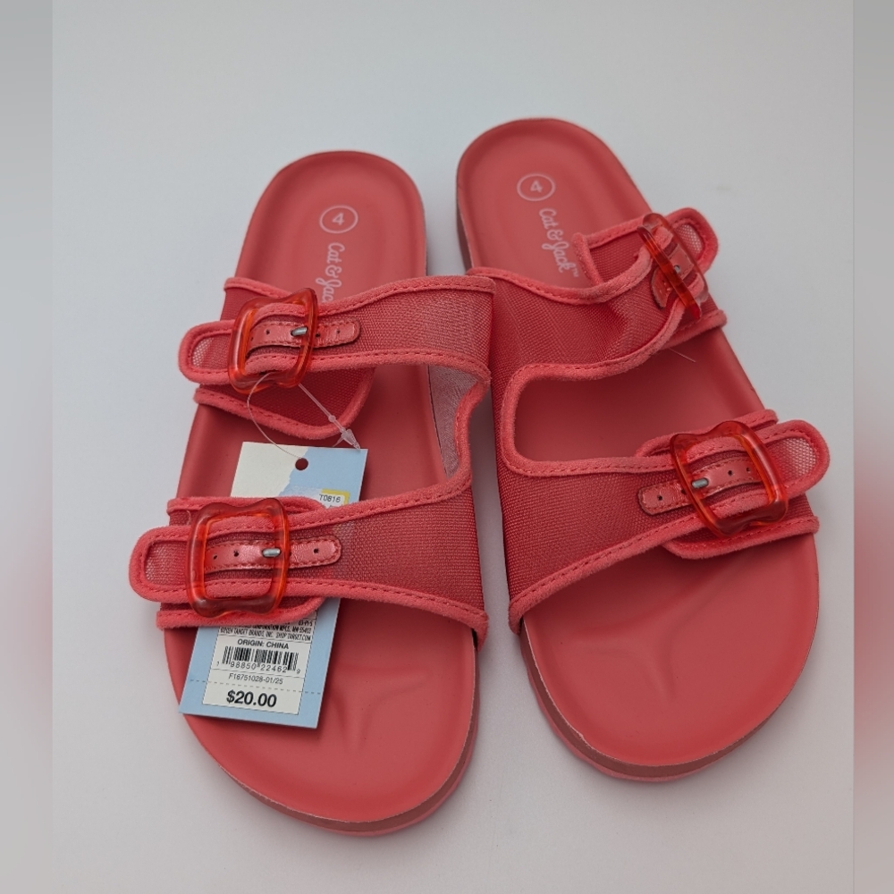 Cat & Jack Girl's  Kaia Mesh Footbed Sandals Coral
